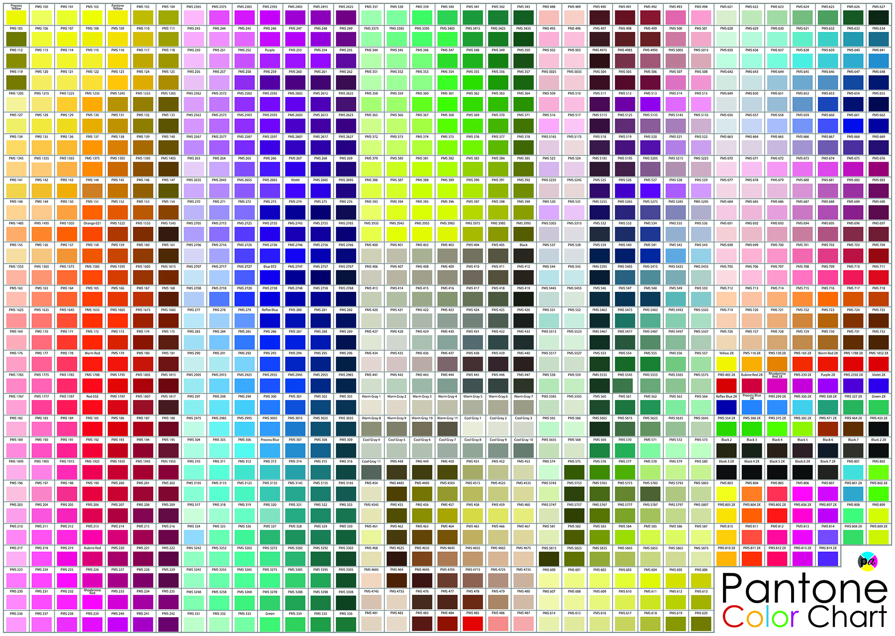 Printable Pantone Color Chart